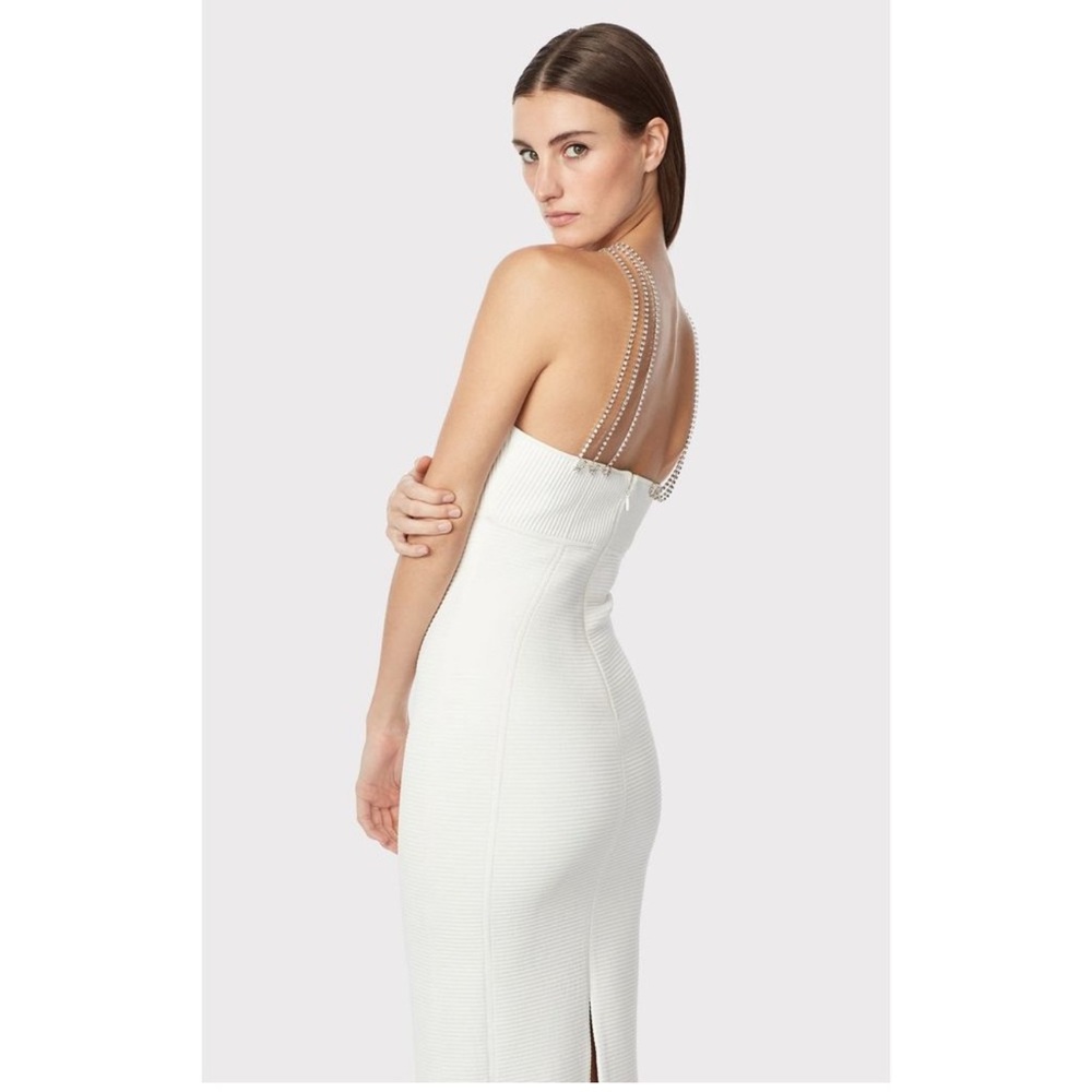 Herve Leger White Sheath Halter Dress